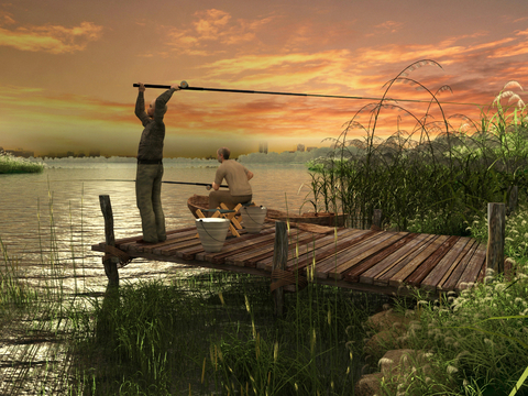  滨水景观 湿地公园 园林景观3d模型 