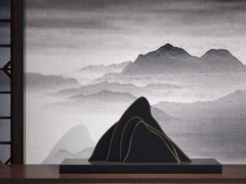  新中式雕塑 山脉雕塑 艺术摆件3d模型 