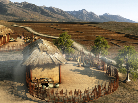  田园景观 古建 农村3d模型 