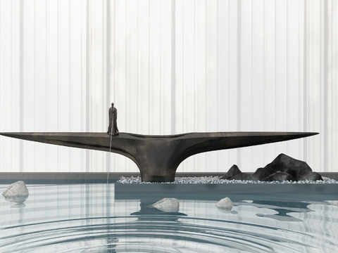  新中式雕塑 艺术装置 水景装置3d模型 