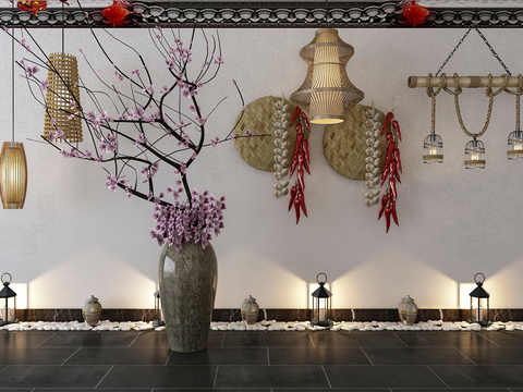  新中式花瓶 景观小品 民俗小品3d模型 