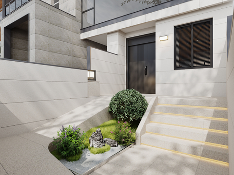  现代入户庭院景观3d模型 