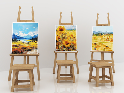  画板 画架 画具3d模型 