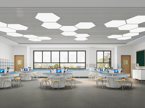  现代学校实验室3d模型 