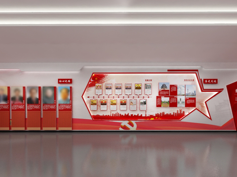  现代党建展厅 展馆3d模型 