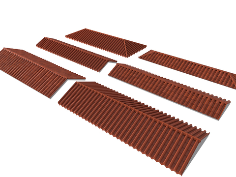  混凝土瓦片 屋顶 屋檐 红瓦3d模型 