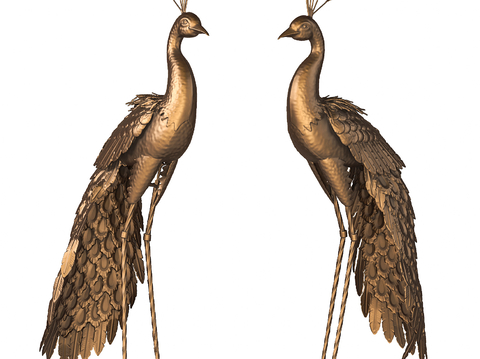  孔雀雕塑 艺术摆件3d模型 