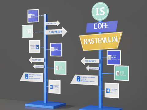  导视牌 箭头标识牌3d模型 