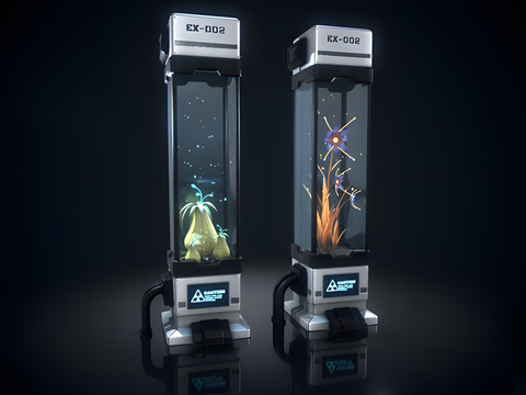  科幻实验室器材3d模型 