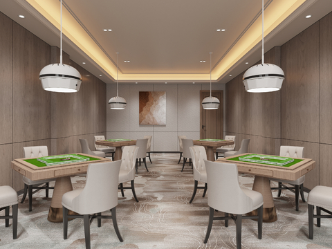  现代棋牌室3d模型 