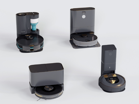  现代智能扫地机 扫地机器人 吸尘器3d模型 