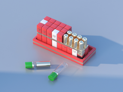  香水 唇膏 化妆品3d模型 