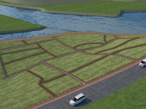  现代景观栈道 观景台3d模型 