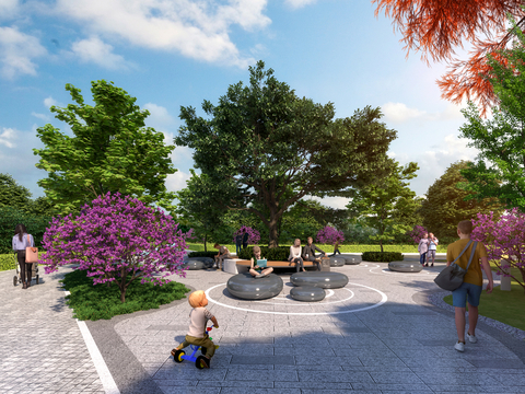  现代公园景观3d模型 