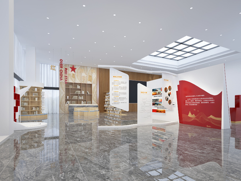  党建展厅3d模型 