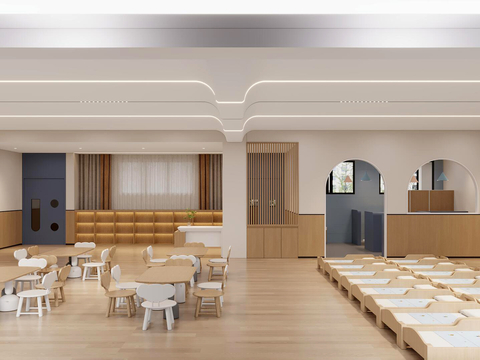  现代幼儿园 教室 午休室3d模型 