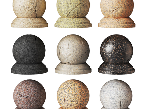  现代石头墩 石墩 车档石 挡车石3d模型 