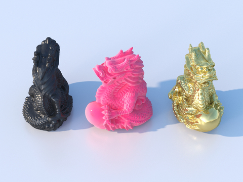  雕塑 动物摆件 盘龙小品 金龙3d模型 