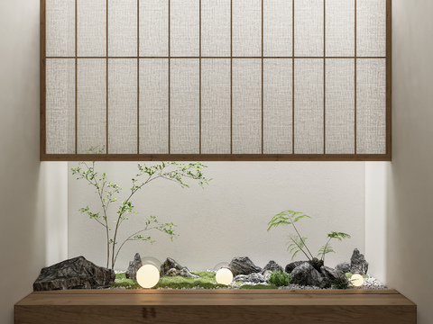  室内造景 假山小品3d模型 