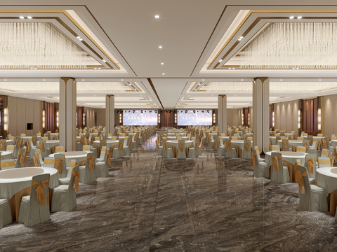  现代酒店大堂 宴会厅3d模型 
