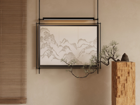  侘寂挂画 油画3d模型 