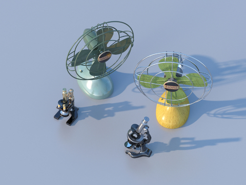  显微镜 电风扇3d模型 