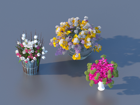  花卉 花艺摆件 花盆 盆栽 绿植 植物3d模型 