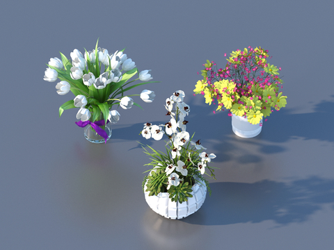  花卉 花艺摆件 花盆 盆栽 绿植 植物3d模型 