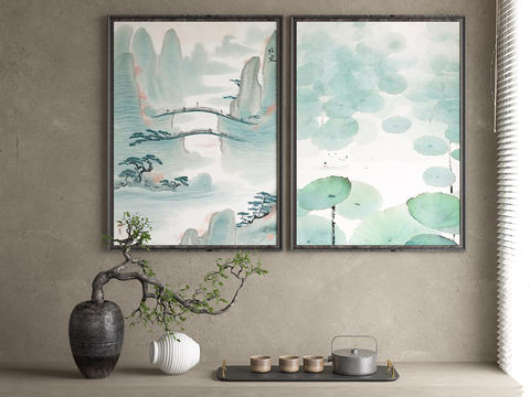  新中式装饰画3d模型 