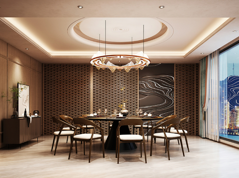  新中式包厢 包间 餐厅包厢 餐饮包间 餐饮包房3d模型 