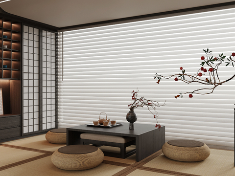  日式茶室 茶桌椅 茶具3d模型 