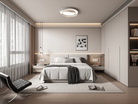  現(xiàn)代簡(jiǎn)約臥室 主人房3d模型 