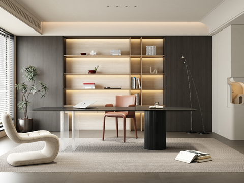 意式简约书房 现代简约书房3d模型