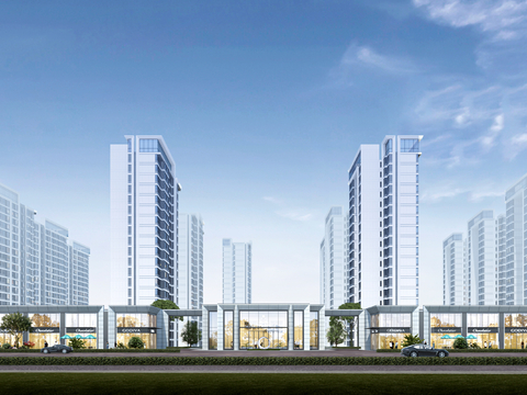  住宅商业街 门头外立面3d模型 