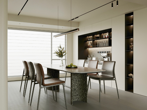  现代餐厅 酒柜 餐桌椅3d模型 