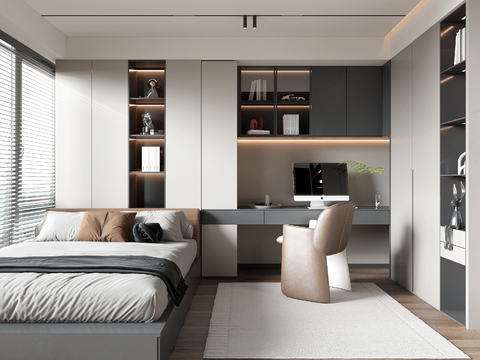  现代榻榻米卧室3d模型 