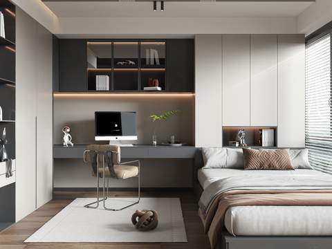  现代榻榻米卧室3d模型 