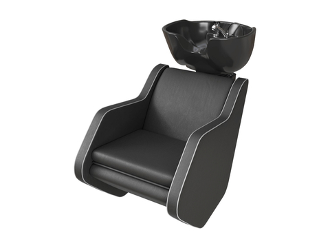  Nelson现代洗发椅3d模型下载 发廊专用黑色皮革躺椅 极简设计 舒适头枕洗头椅 