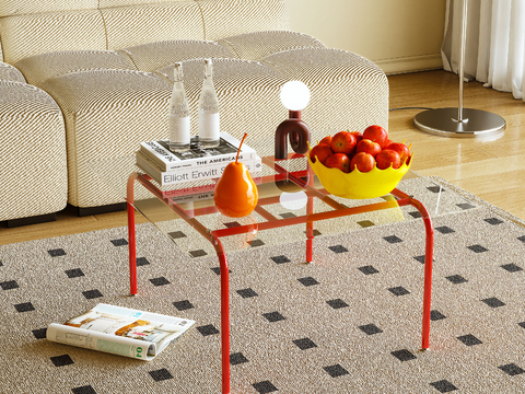 现代茶几 多巴胺 摆件3d模型