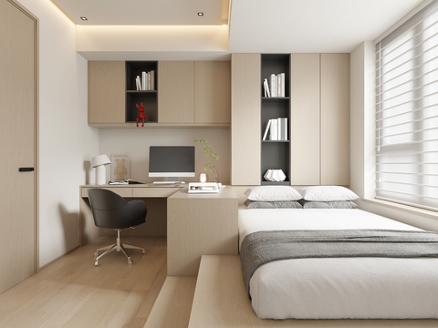  现代榻榻米卧室3d模型 