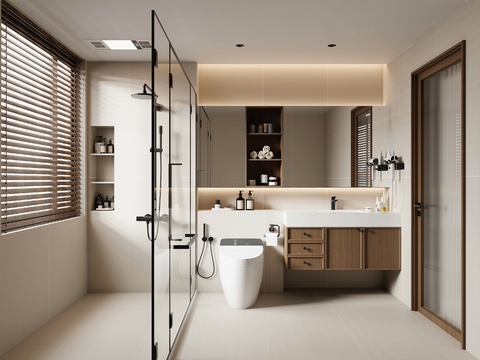  中古风卫生间3d模型 