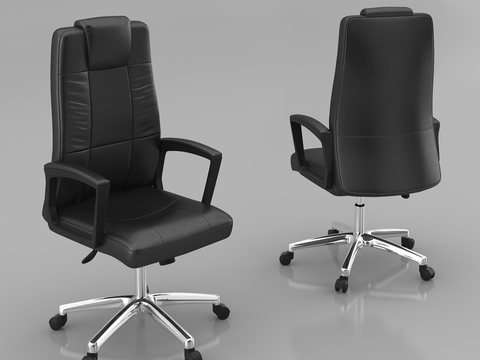  现代办公室 不锈钢脚架办公椅 真皮主管椅 经理椅老板椅灰底图3d模型 