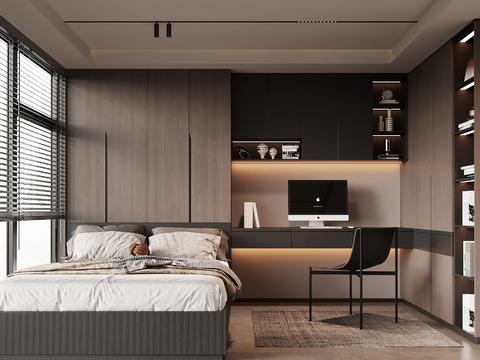  现代意式榻榻米卧室3d模型 