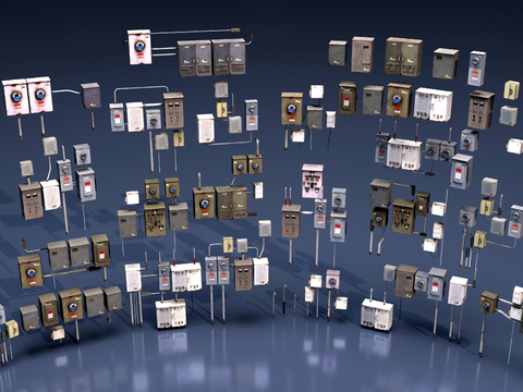  复古工业电箱3d模型 