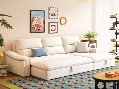  现代包豪斯 布艺沙发床3d模型 