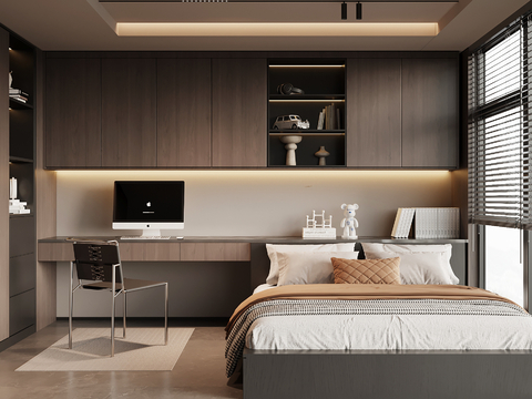  意式榻榻米卧室3d模型 