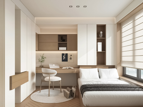  现代榻榻米卧室3d模型 