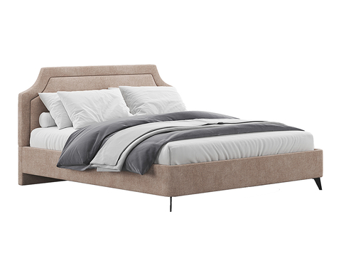  现代简约双人床 双人床 简约床 床垫 抱枕3d模型 