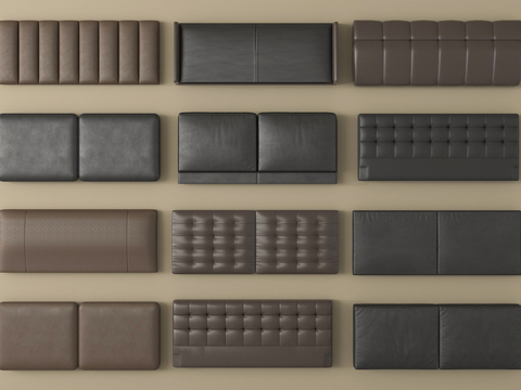  现代床靠背 床品 床头3d模型 