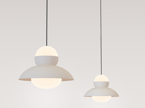  现代意式极简吊灯 中古风吊灯 轻法式奶油风吊灯  餐厅吊灯3d模型 